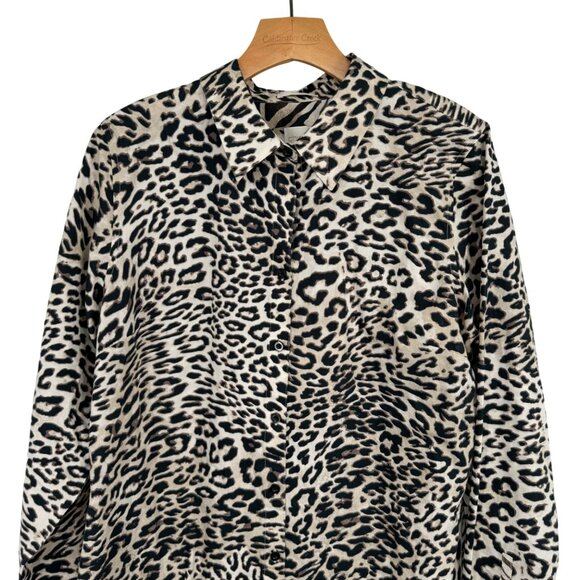 Chico's 2 Leopard Print Button-Up Shirt Long Sleeve Size large Cotton - Picture 6 of 9